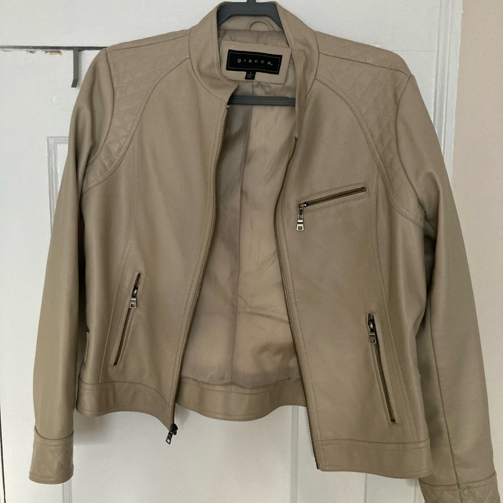 GIACCA Stone Faux Leather Biker Jacket (L)